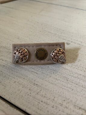 Copper Braided sterling silver Stud Earrings with cubic zirconia accents.